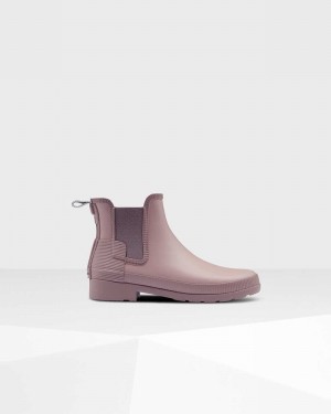 Botas Chelsea Hunter Refined Texture Block Slim Fit Feminino Roxo | 305675176