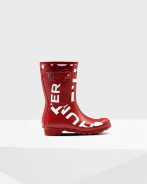 Botas Curtas Hunter Original Exploded Logo Short Mid-Calf Feminino Vermelhas | 380011928