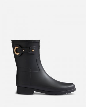 Botas Hunter Refined Short Eyelet Buckle Feminino Pretas | 739083088