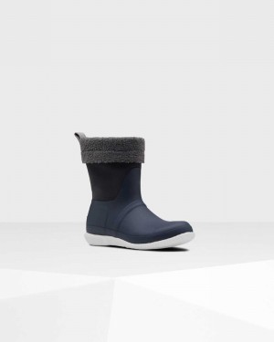 Botas Inverno Hunter Original Insulated Roll Top Sherpa Feminino Azul Marinho | 331918011