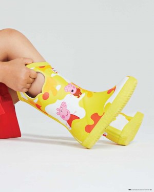 Botas Wellington Hunter Original First Peppa Pig Grab Handle Criança Amarelas | 878552744
