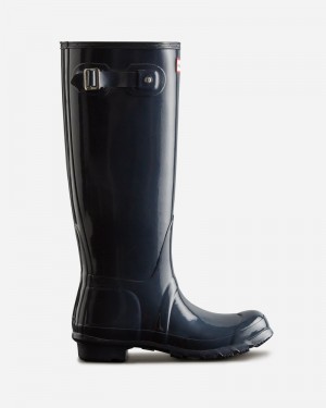 Botas Wellington Hunter Original Tall Gloss Feminino Azul Marinho | 5142472