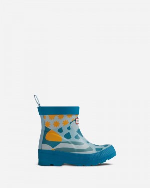 Botas Wellington Hunter Patchwork Weather Print Play Criança Turquesa | 937410459