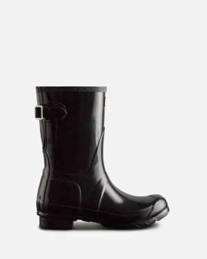 Botas Wellington Hunter Short Back Adjustable Gloss Feminino Pretas | 348541797