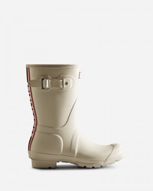 Botas Wellington Hunter Tri-Colour Logo Backstrap Short Feminino Branco | 89656549