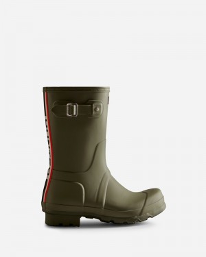Botas Wellington Hunter Tri-Colour Logo Backstrap Short Masculino Verdes | 198099190