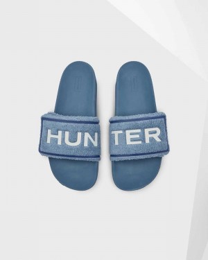 Chinelos Hunter Original Terry Towelling Logo Adjustable Masculino Azuis | 577773869