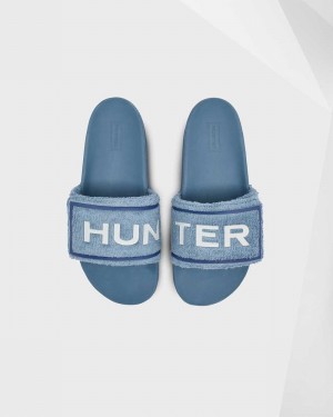 Chinelos Hunter Original Terry Towelling Logo Adjustable Feminino Azuis | 59310695