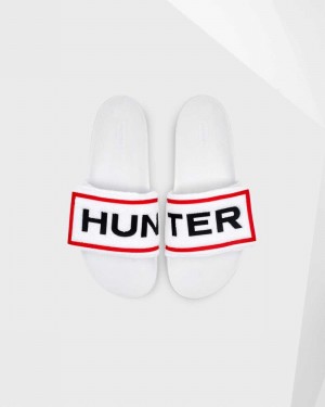 Chinelos Hunter Original Terry Towelling Logo Adjustable Feminino Branco | 49280793