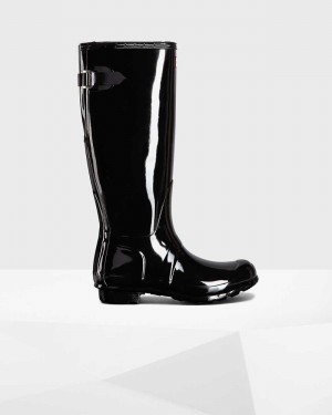 Galochas Hunter Original Tall Back Adjustable Feminino Pretas | 597669624