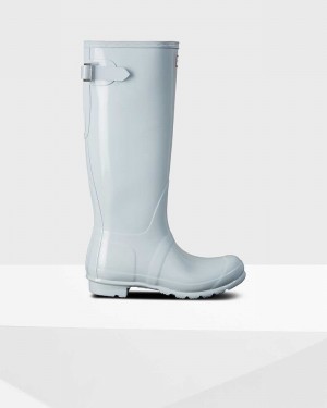 Galochas Hunter Original Tall Back Adjustable Feminino Cinzentas | 925635741