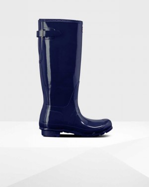 Galochas Hunter Original Tall Back Adjustable Feminino Azuis | 422280061
