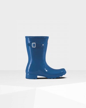 Galochas Hunter Original Tour Foldable Short Mid-Calf Feminino Azuis | 725478667