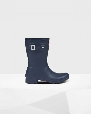 Galochas Hunter Original Tour Foldable Short Mid-Calf Feminino Azul Marinho | 728829748