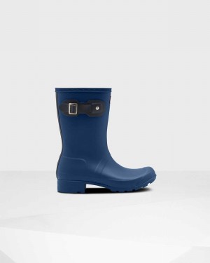 Galochas Hunter Original Tour Foldable Short Mid-Calf Feminino Azul Marinho | 854975913