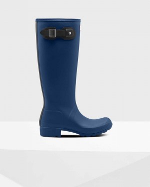 Galochas Hunter Original Tour Foldable Tall Feminino Azul Marinho | 499625115
