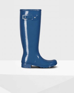 Galochas Hunter Original Tour Foldable Tall Feminino Azuis | 88285792