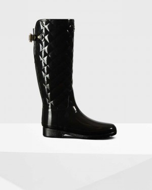Galochas Hunter Refined Slim Fit Adjustable Quilted Tall Feminino Pretas | 434519605