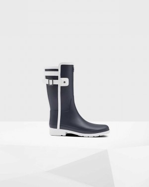 Galochas Hunter Refined Slim Fit Contrast Short Mid-Calf Feminino Azul Marinho | 462127546