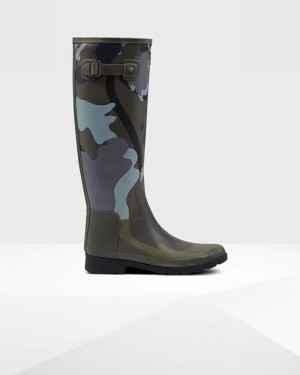 Galochas Hunter Refined Slim Fit Rockpool Camo Gum Tall Feminino Verde Oliva | 784825614