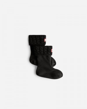 Meias Hunter Recycled 6 Stitch Cable Boot Criança Pretas | 746176067
