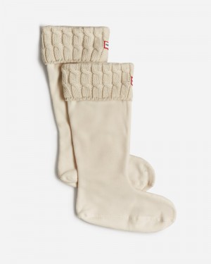Meias Hunter Recycled 6 Stitch Cable Cuff Tall Boot Feminino Branco | 65824131