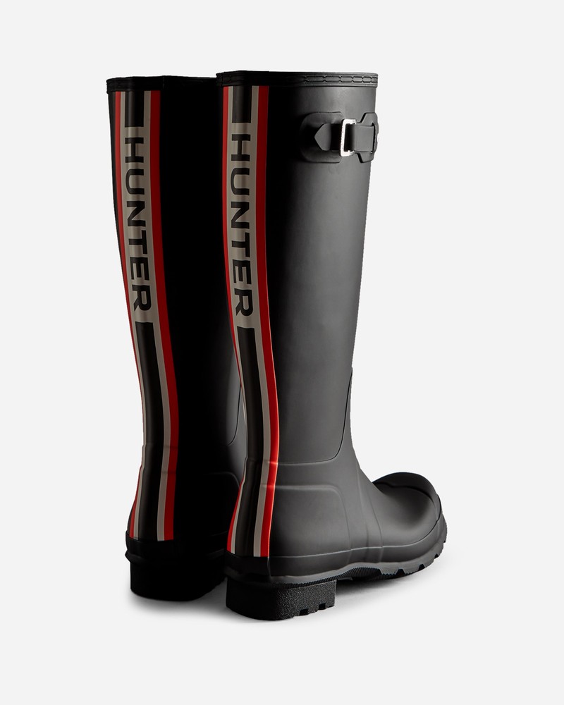 Botas Altas Hunter Original Hunter Tri Colour Logo Backstrap Masculino Pretas | 603084983