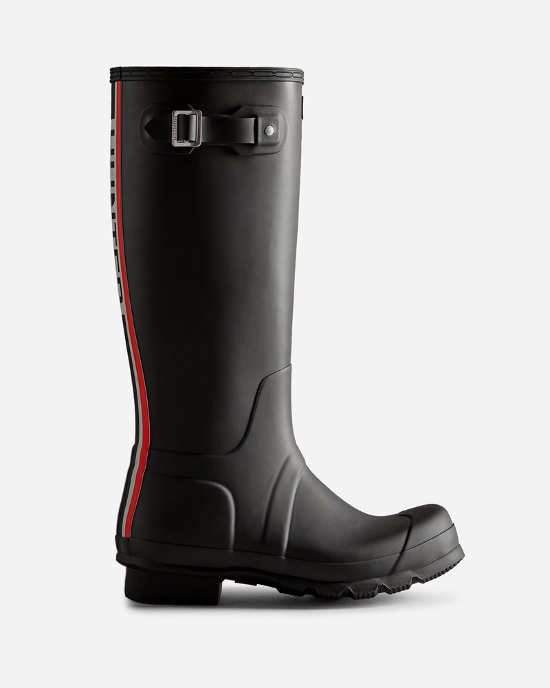 Botas Altas Hunter Original Hunter Tri Colour Logo Backstrap Masculino Pretas | 603084983