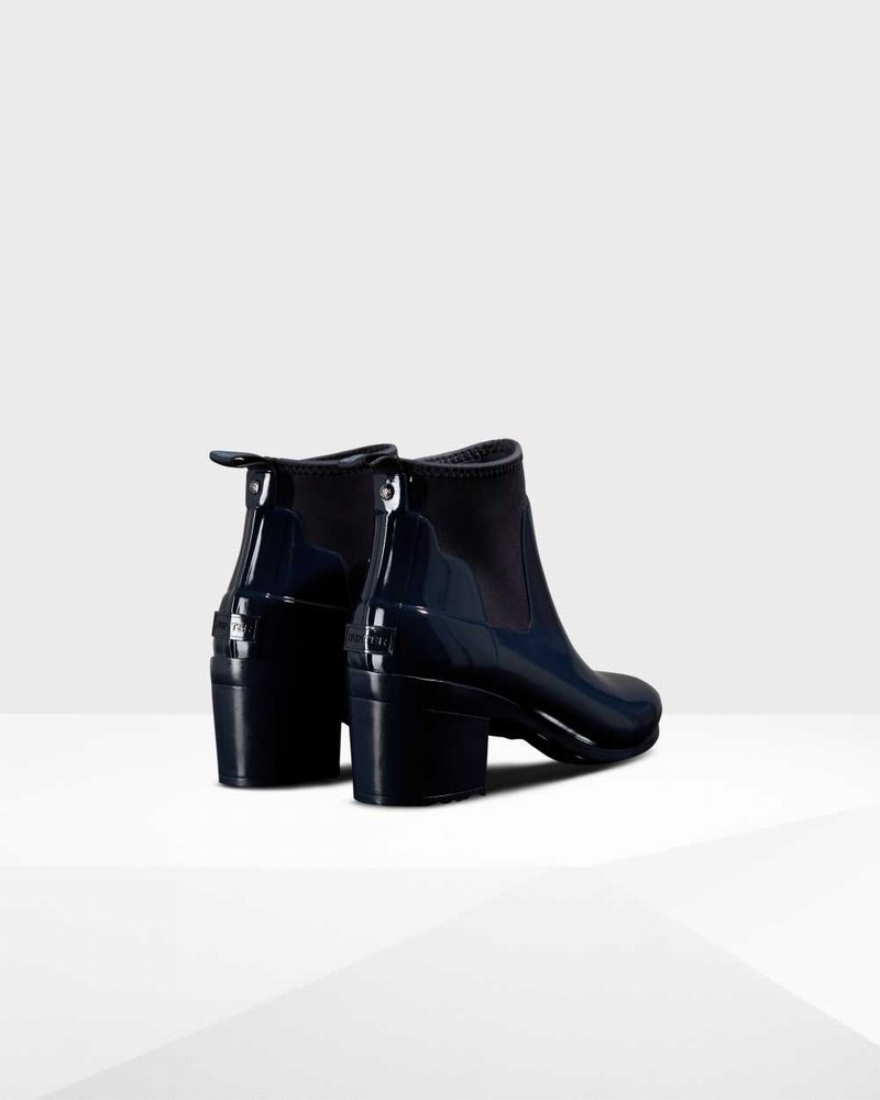 Botas Chelsea Hunter Refined Slim Fit Mid Heel Feminino Azul Marinho | 573507154