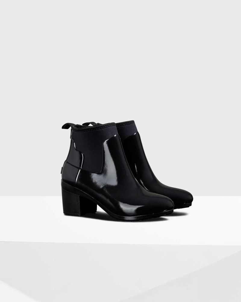 Botas Chelsea Hunter Refined Slim Fit Mid Heel Feminino Pretas | 156482941