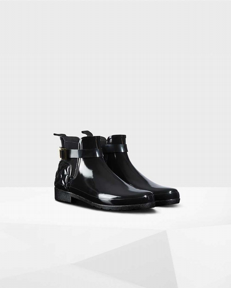 Botas Chelsea Hunter Refined Slim Fit Quilted Feminino Pretas | 482754248