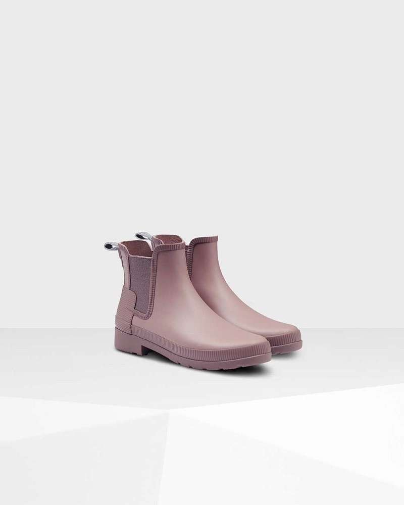Botas Chelsea Hunter Refined Texture Block Slim Fit Feminino Roxo | 305675176