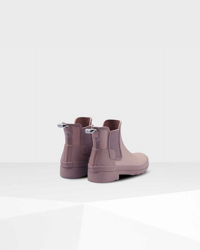 Botas Chelsea Hunter Refined Texture Block Slim Fit Feminino Roxo | 305675176