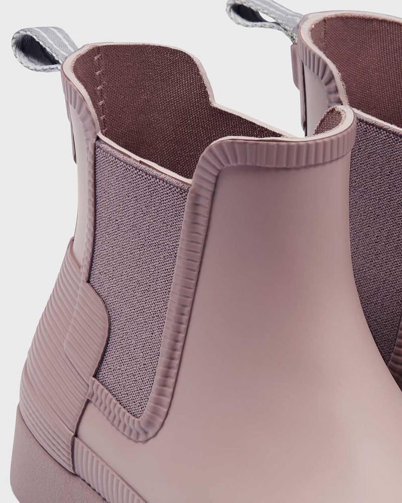 Botas Chelsea Hunter Refined Texture Block Slim Fit Feminino Roxo | 305675176