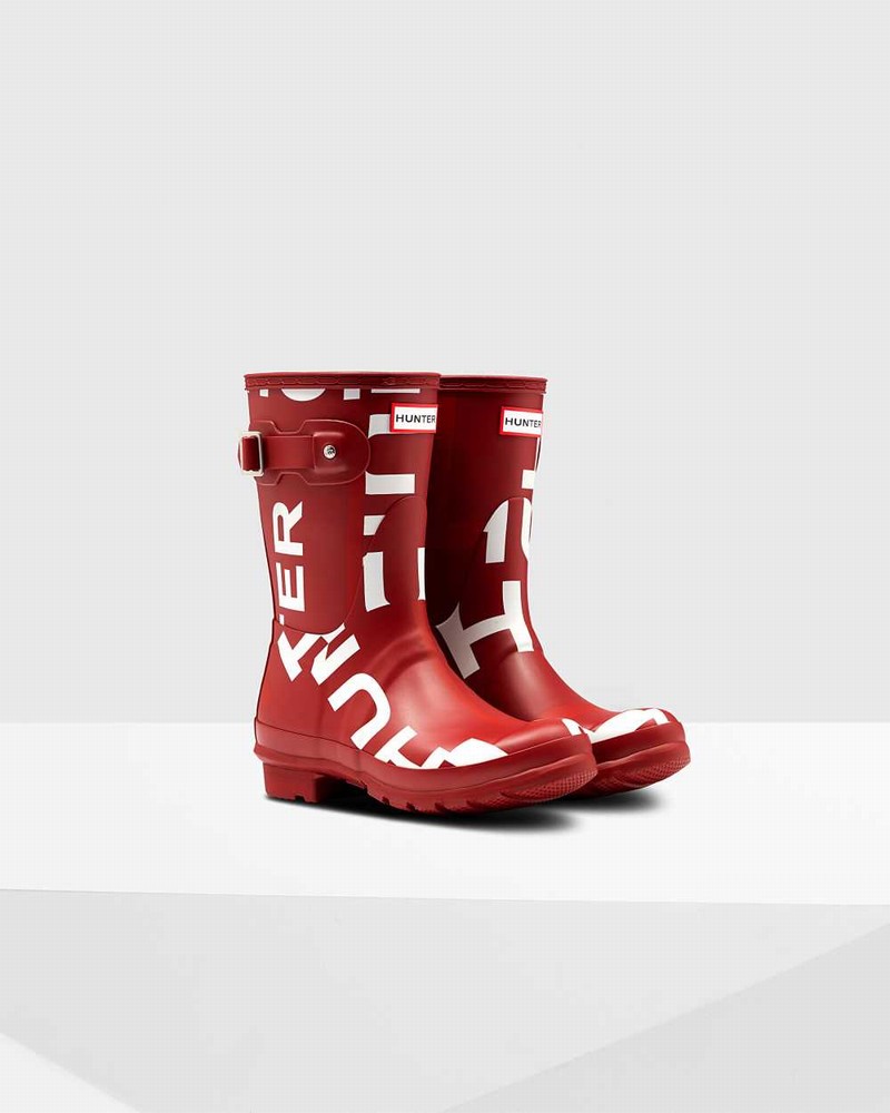 Botas Curtas Hunter Original Exploded Logo Short Mid-Calf Feminino Vermelhas | 380011928