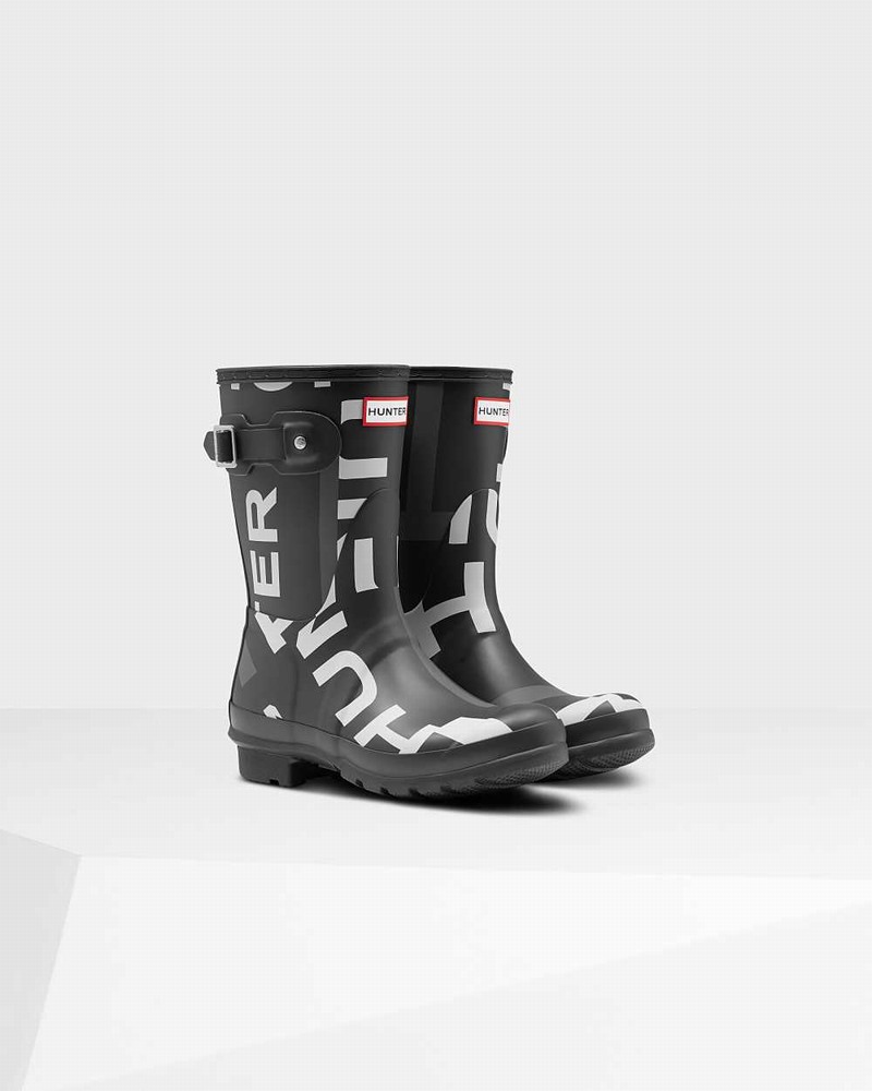 Botas Curtas Hunter Original Exploded Logo Short Mid-Calf Feminino Pretas | 282671156