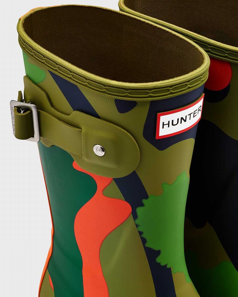 Botas Curtas Hunter Original Rockpool Camo Short Mid-Calf Feminino Verde Oliva | 906196465