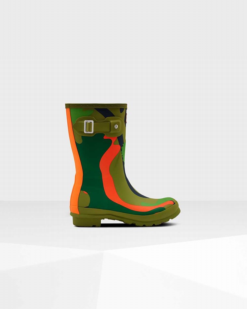 Botas Curtas Hunter Original Rockpool Camo Short Mid-Calf Feminino Verde Oliva | 906196465