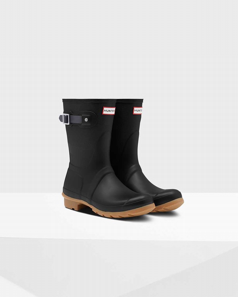 Botas Curtas Hunter Original Short Exploded Logo Texture Mid-Calf Feminino Pretas | 114693471
