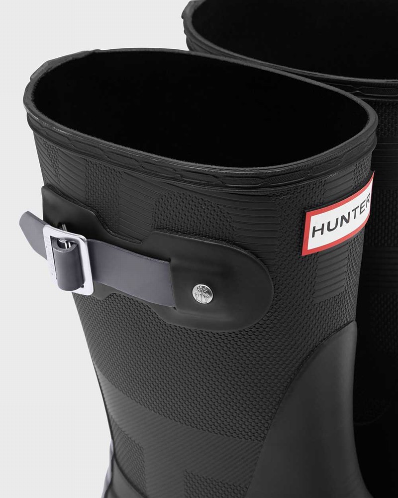 Botas Curtas Hunter Original Short Exploded Logo Texture Mid-Calf Feminino Pretas | 114693471