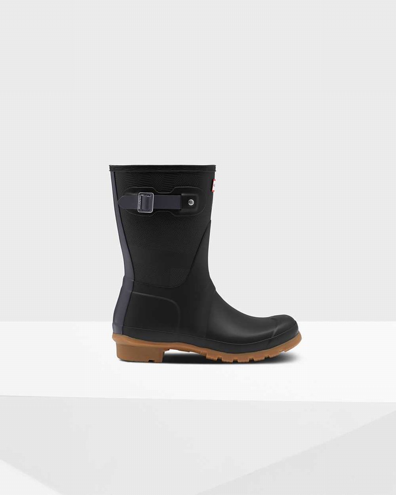 Botas Curtas Hunter Original Short Exploded Logo Texture Mid-Calf Feminino Pretas | 114693471