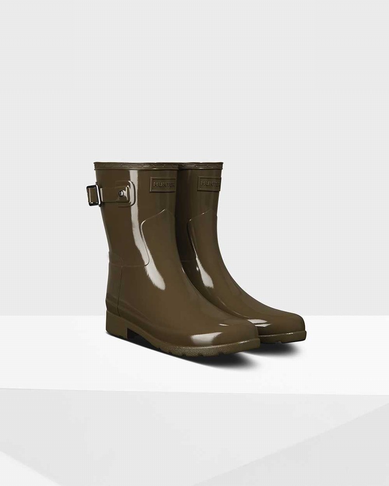 Botas Curtas Hunter Refined Slim Fit Short Mid-Calf Feminino Verde Oliva | 776388009