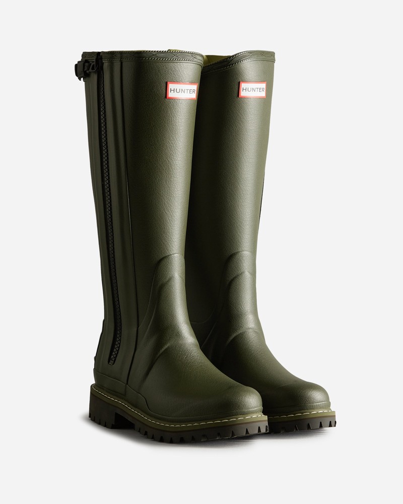 Botas Hunter Balmoral Tall Full Zip Commando Sole Feminino Verdes | 372483253