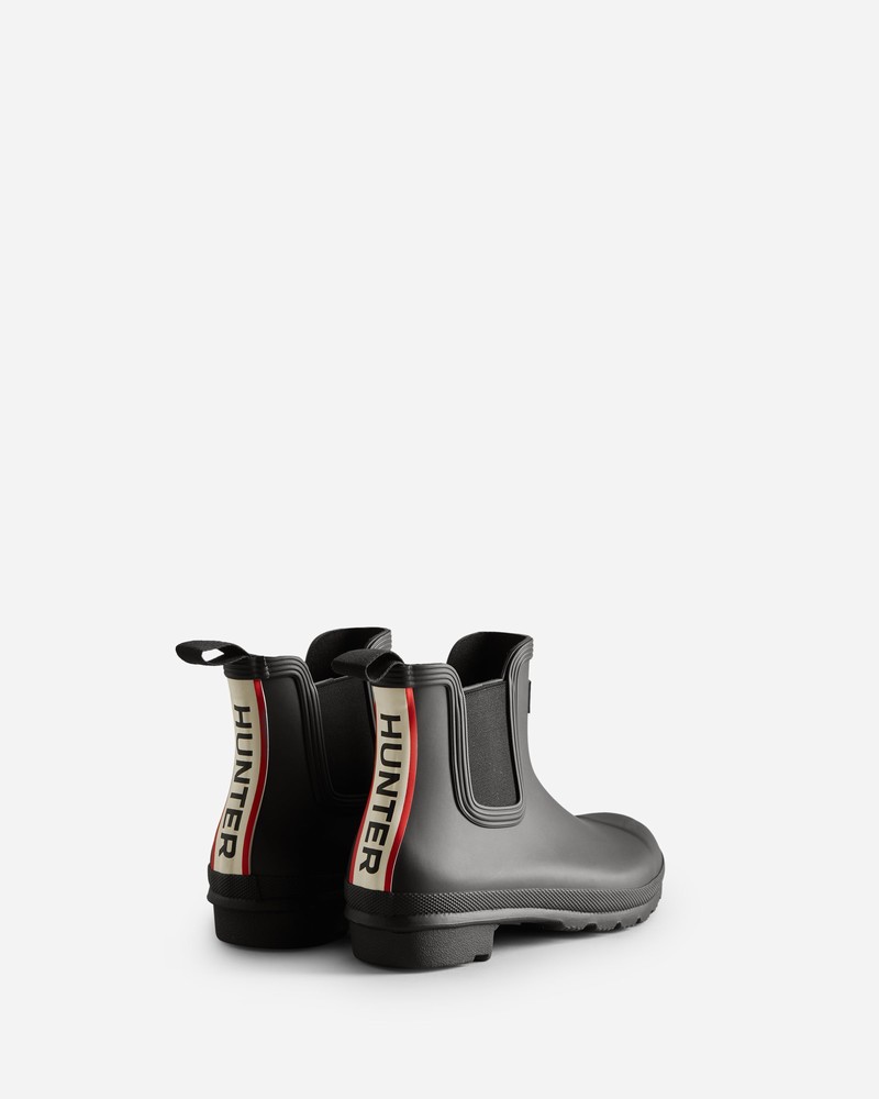 Botas Hunter Original Chelsea Hunter Tri Colour Logo Backstrap Feminino Pretas | 636553031