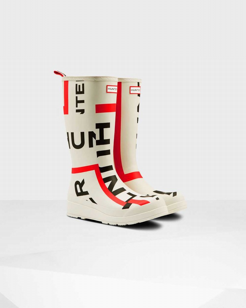 Botas Hunter Original Play Tall Exploded Logo Mid-Calf Feminino Branco | 606713527