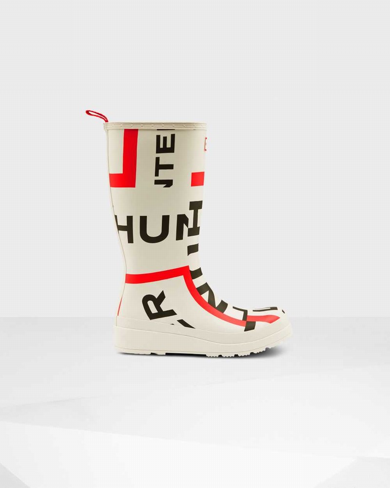 Botas Hunter Original Play Tall Exploded Logo Mid-Calf Feminino Branco | 606713527