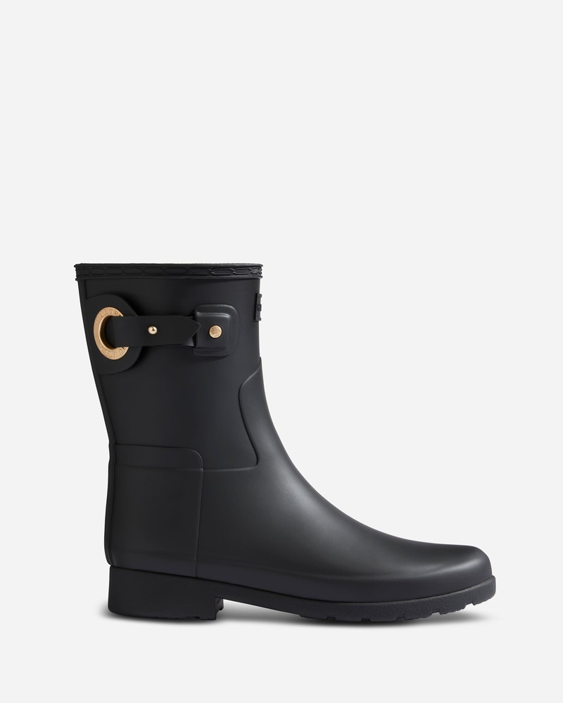 Botas Hunter Refined Short Eyelet Buckle Feminino Pretas | 739083088