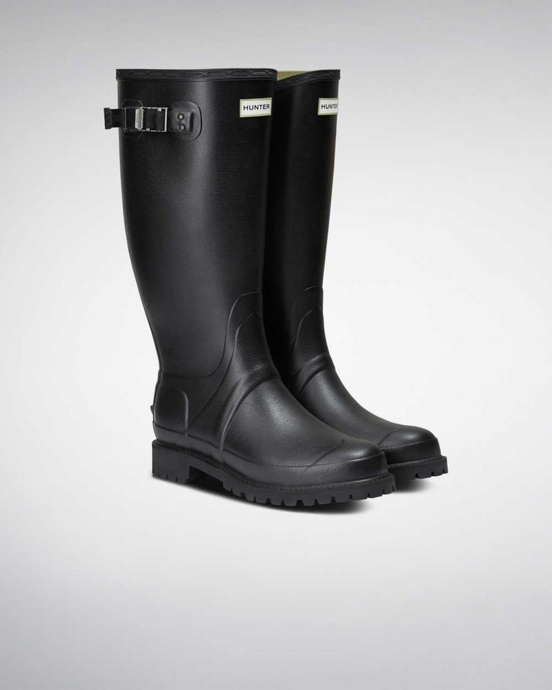 Botas Wellington Hunter Balmoral Wide Fit Masculino Pretas | 209090627
