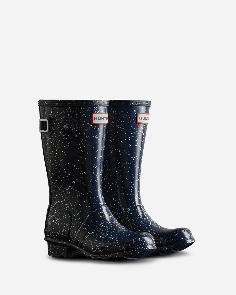 Botas Wellington Hunter Giant Glitter Criança Azul Marinho | 598747863