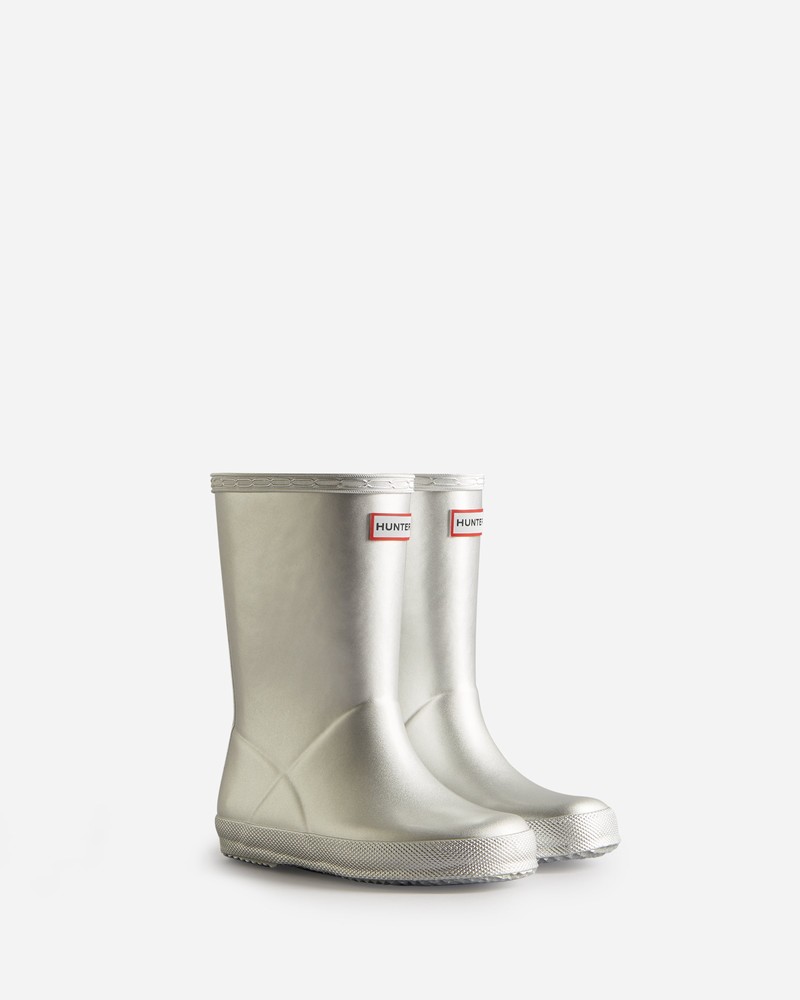 Botas Wellington Hunter Metallic Criança Prateadas | 691022455